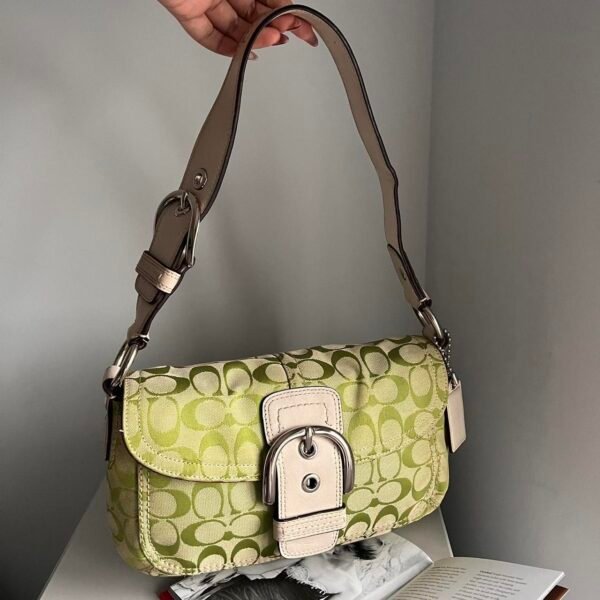 Coach signature buckle shoulder bag - lime-green/white/silver 🍒✨💕