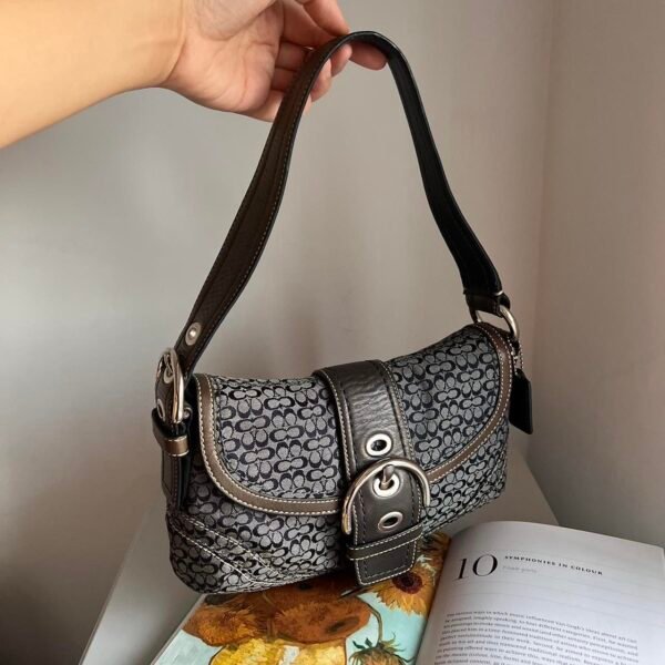 Coach Signature Soho Buckle Shoulder Bag - Denim Navy/Silver 🍒✨💕