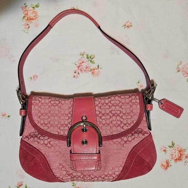 Vintage Coach Mini Soho Buckle Flap Pink Shoulder Purse 🍒✨💕