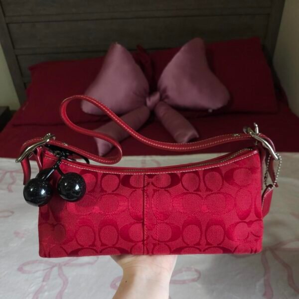 Y2K Vintage Rare Coach Red East West Baguette Shoulder Bag 🍒✨💕