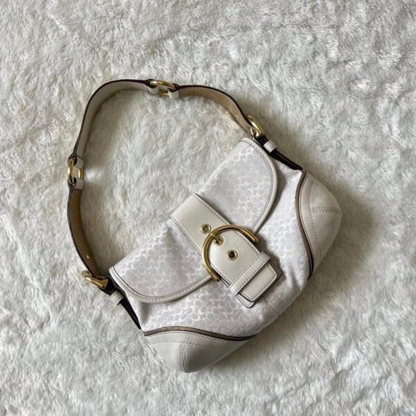 Y2K Coach White Jacquard Mini Soho Shoulder Bag ❤️✨