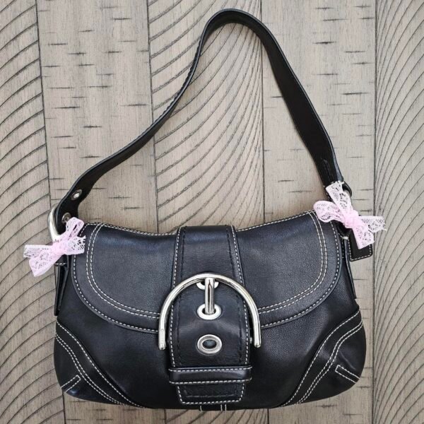 Vintage Coach Y2K Mini Soho Black Buckle Flap Shoulder Bag Purse 🍒✨💕