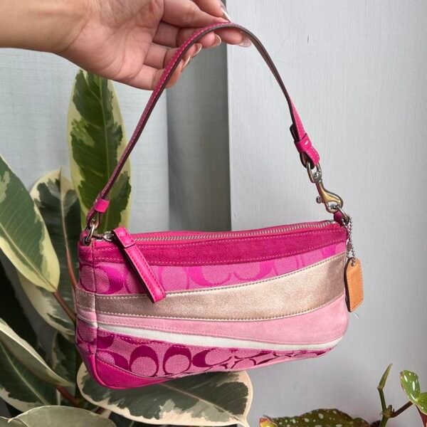 Coach Signature Vachetta Hand/Shoulder Bag - Pink/Tan/Silver 🍒✨💕