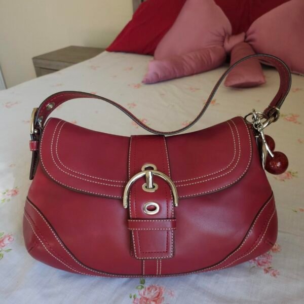 Vintage Y2K Coach Dark Red Soho Buckle Shoulder Purse 🍒✨💕