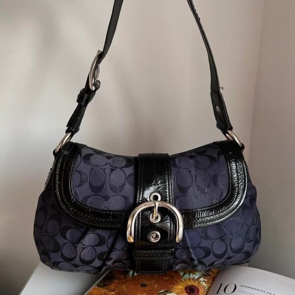 Coach signature soho buckle shoulder bag - black/navy/silve 🍒✨💕