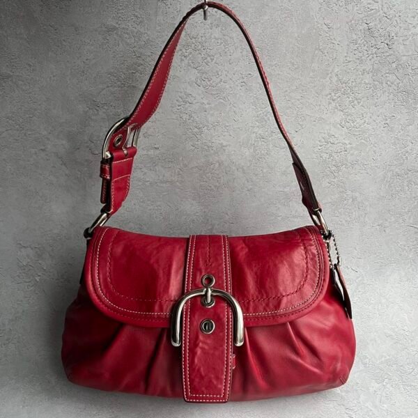 Coach signature pleated buckle shoulder bag - red 🍒✨💕